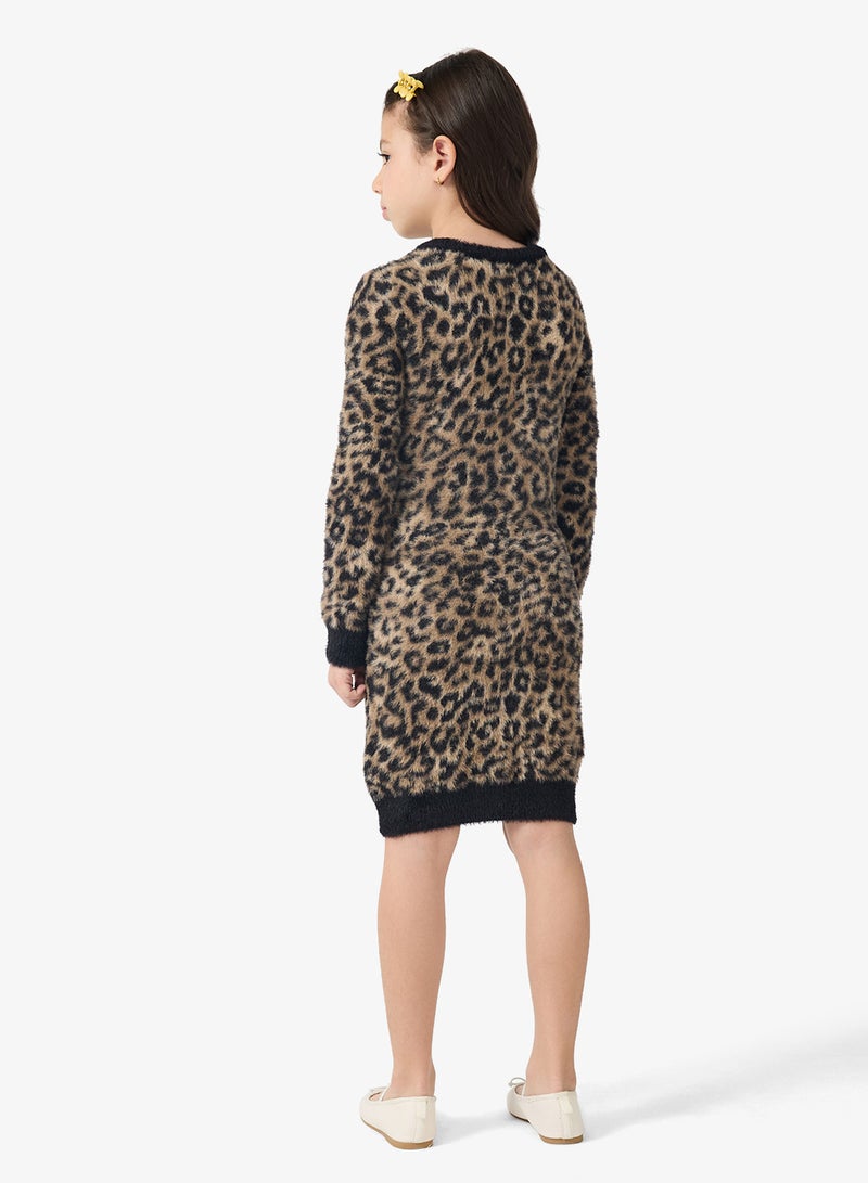 جس فستان متوسط الطول للأطفال بتصميم سويتر - Image 2